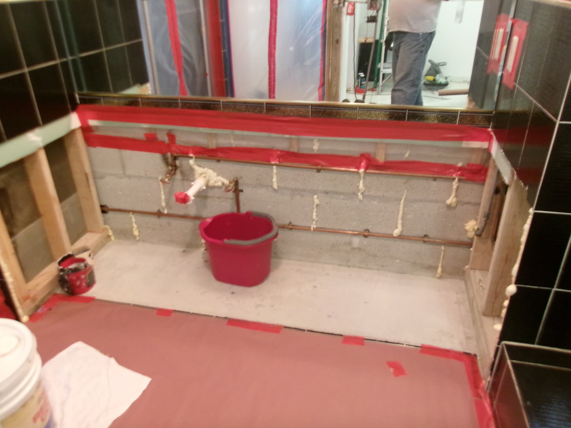 Bathroom opened for contaminated water cleanup and sanitizing