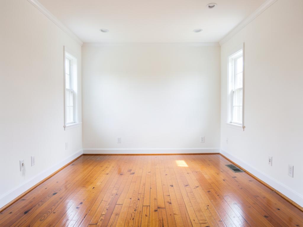 Same room fully dried and restored with clean walls and floor