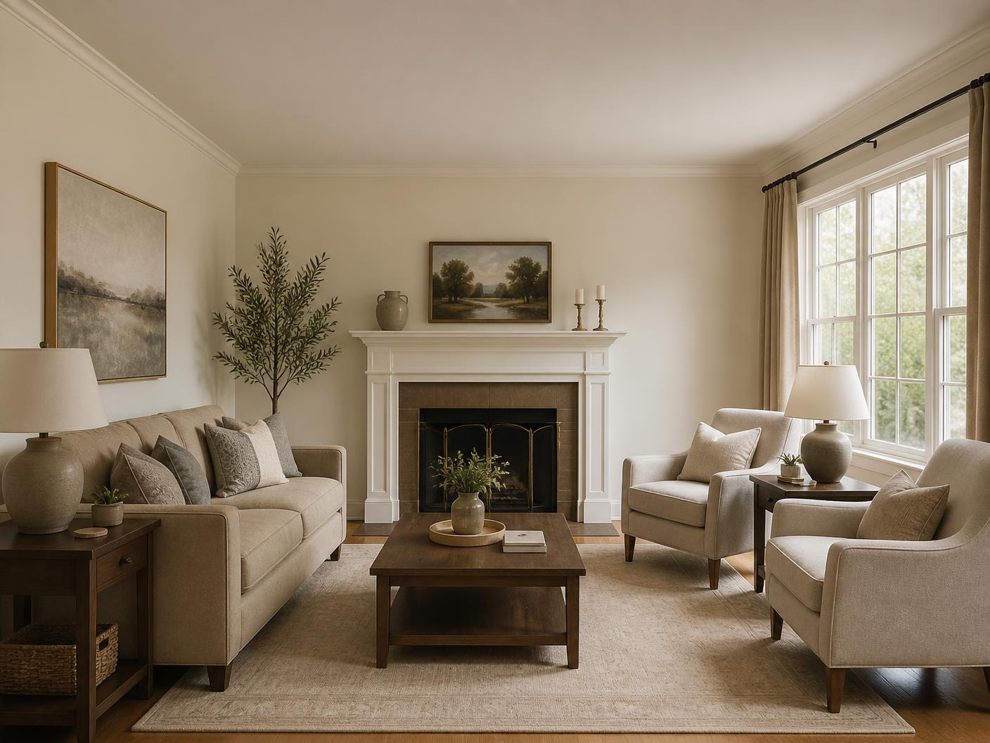 Same living room fully restored and clean